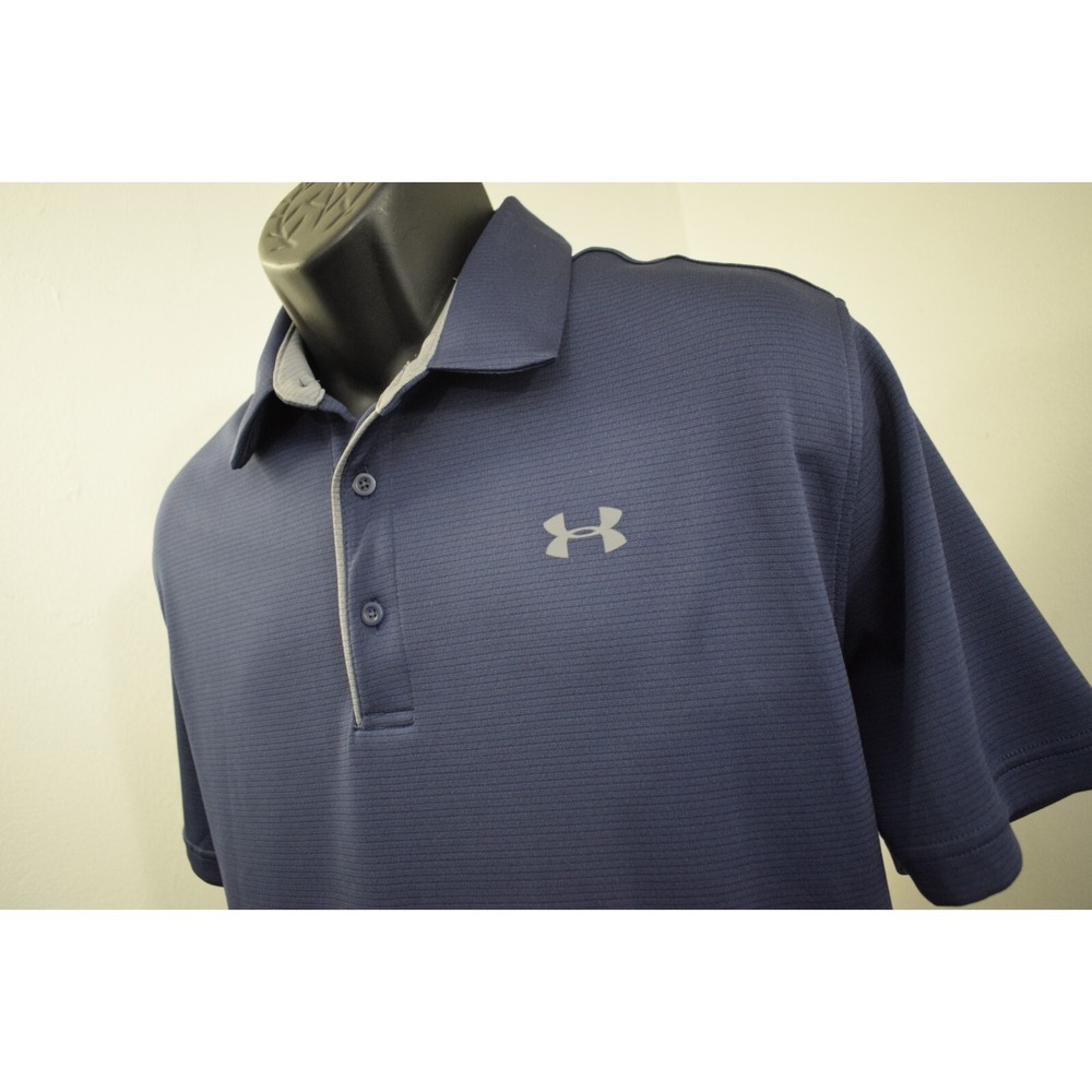 Under Armour Golf Polo Blue HeatGear Loose Performance Short Sleeve Mens Size XL